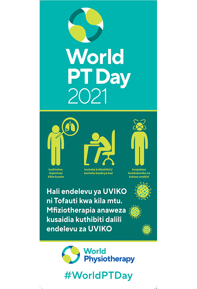 Image of World PT Day 2021 roller banner in Swahili