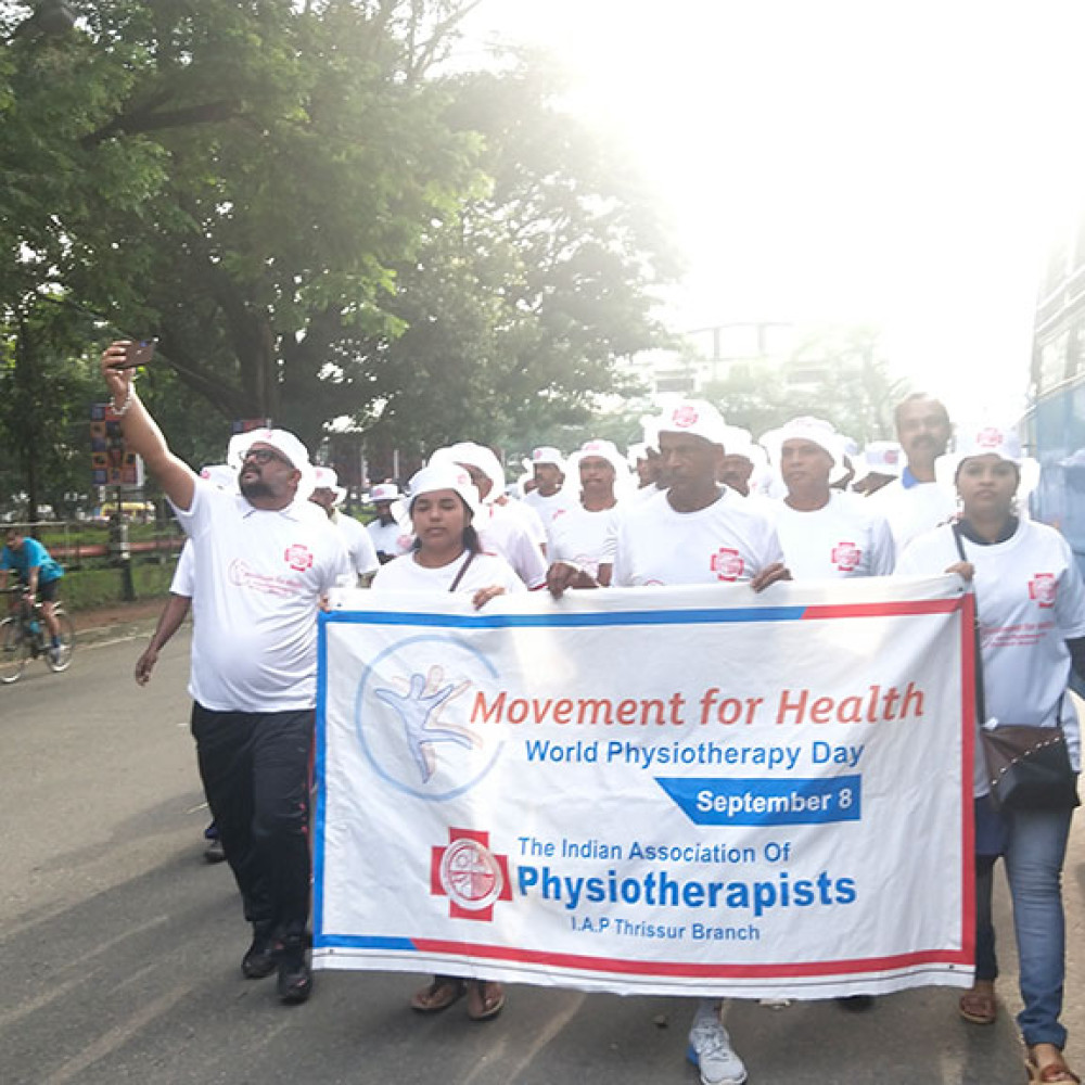 Photograph showing a celebration held in India to mark World PT Day 2019