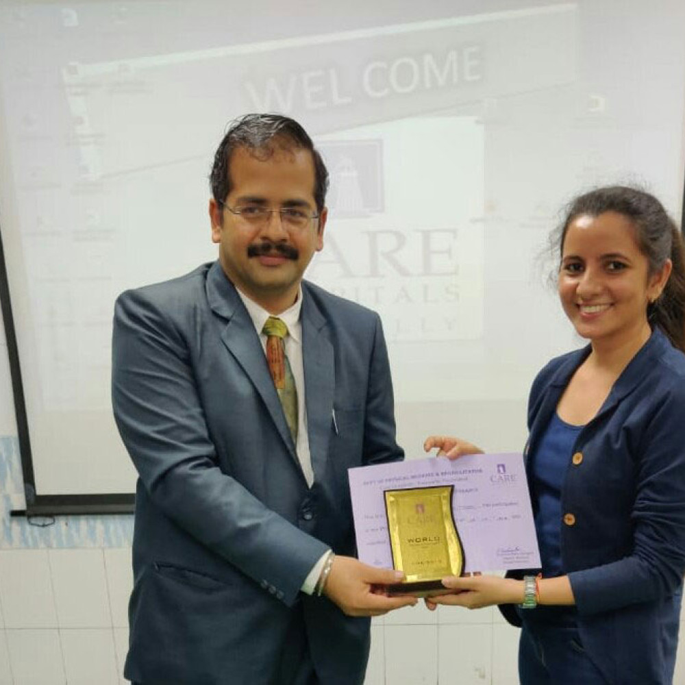 Photograph showing a celebration held in India to mark World PT Day 2019