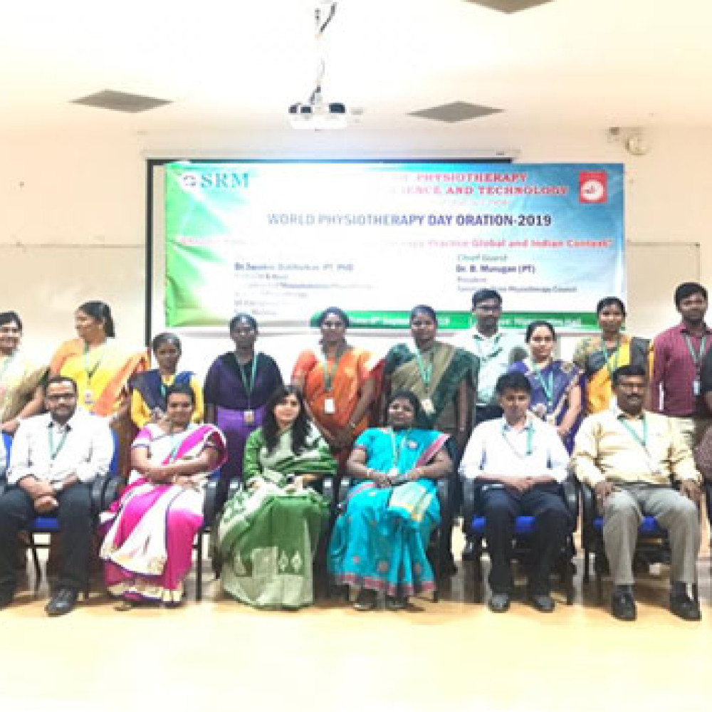 Photograph showing a celebration held in India to mark World PT Day 2019
