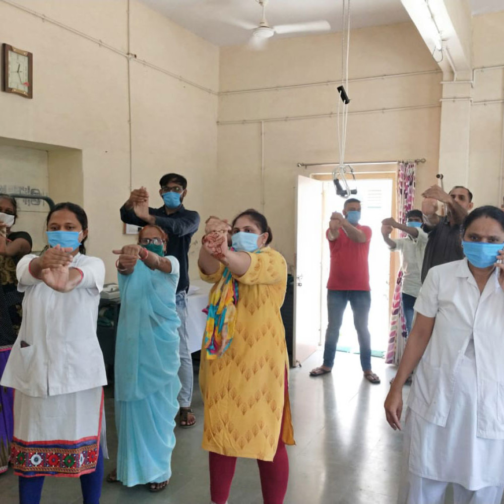 Photograph of World PT Day 2020 activity by Gujarat state government physios