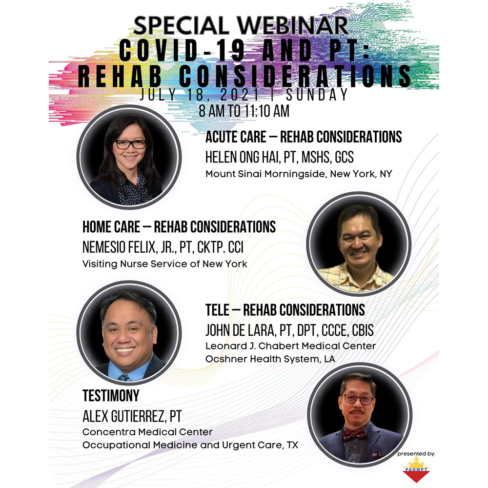 Poster promoting webinar held in the Philippines to mark World PT Day 2021