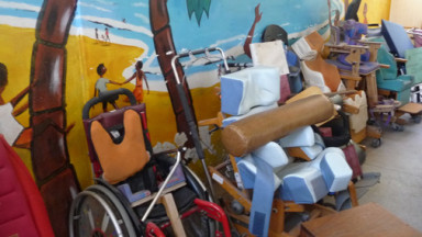 Donated physical therapy equipment in Tanzania